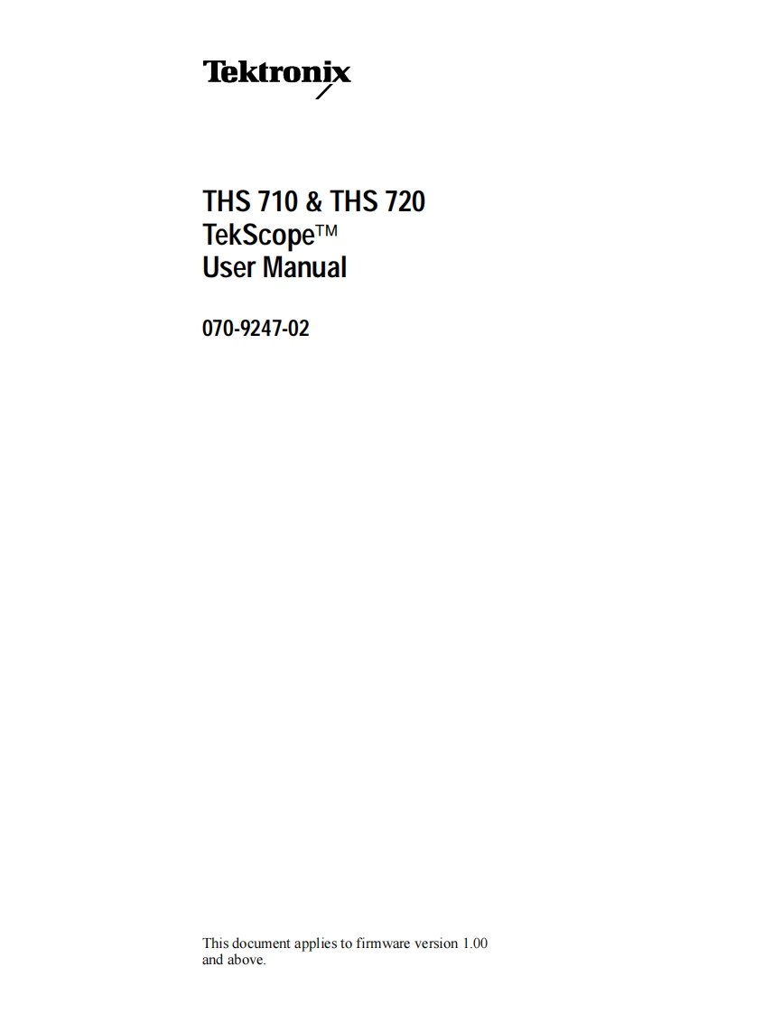 THS710_THS720_User_Manual操作说明书手册