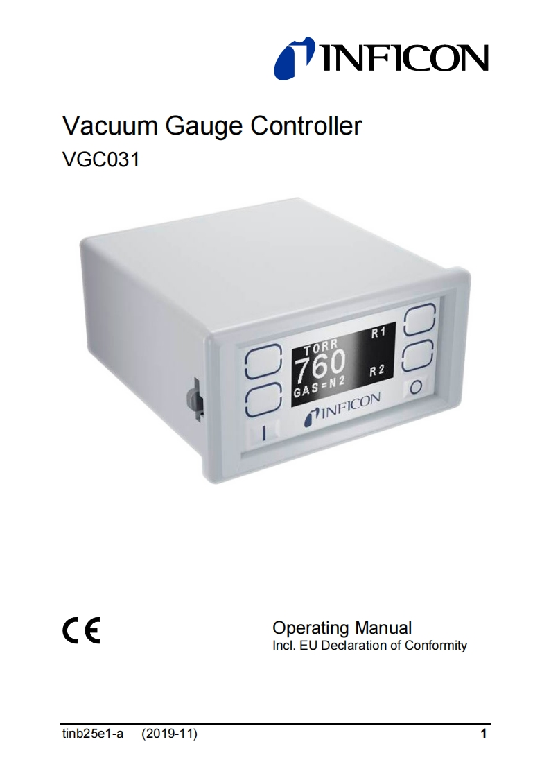 TINB25E1_A操作说明书手册VacuumGaugeControllerVGC031