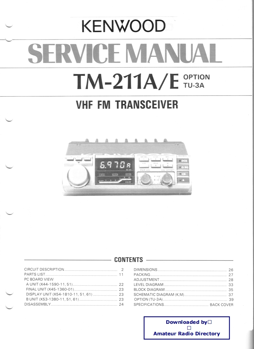TM-211A_E_serv维修手册含电器原理图
