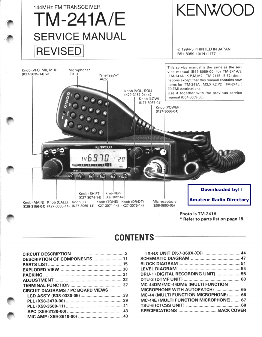 TM-241A_E_serv维修手册含电器原理图
