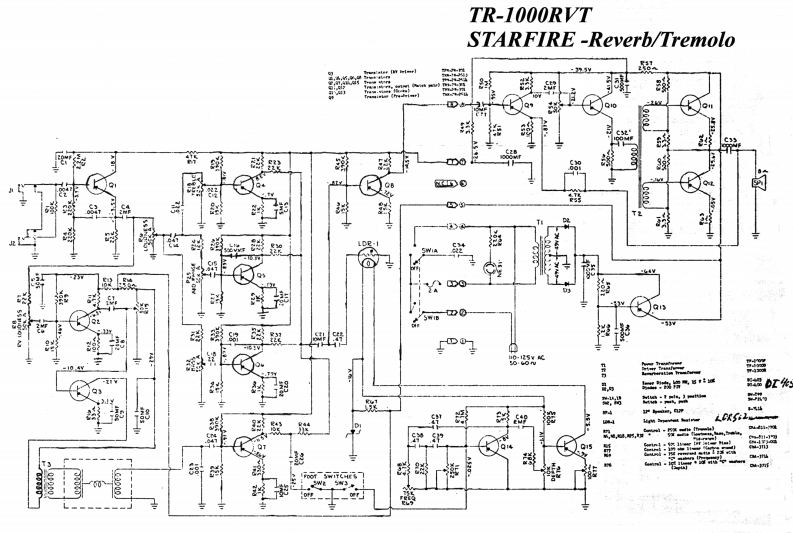 TR-1000RVT_Starfire_Reverb_Tremelo_Schematic电器原理图
