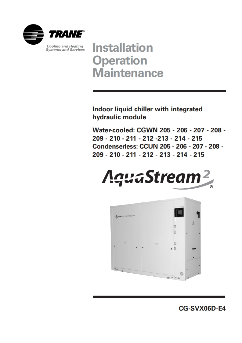 TRANE特灵空调机组CGWN操作维护说明书手册