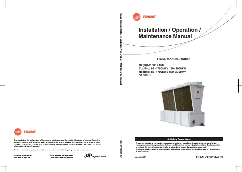 TRANE特灵空调机组CXAV操作维护说明书手册
