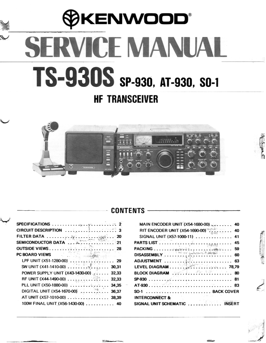 TS-930S-Service-Manual维修服务手册说明书含电器原理图