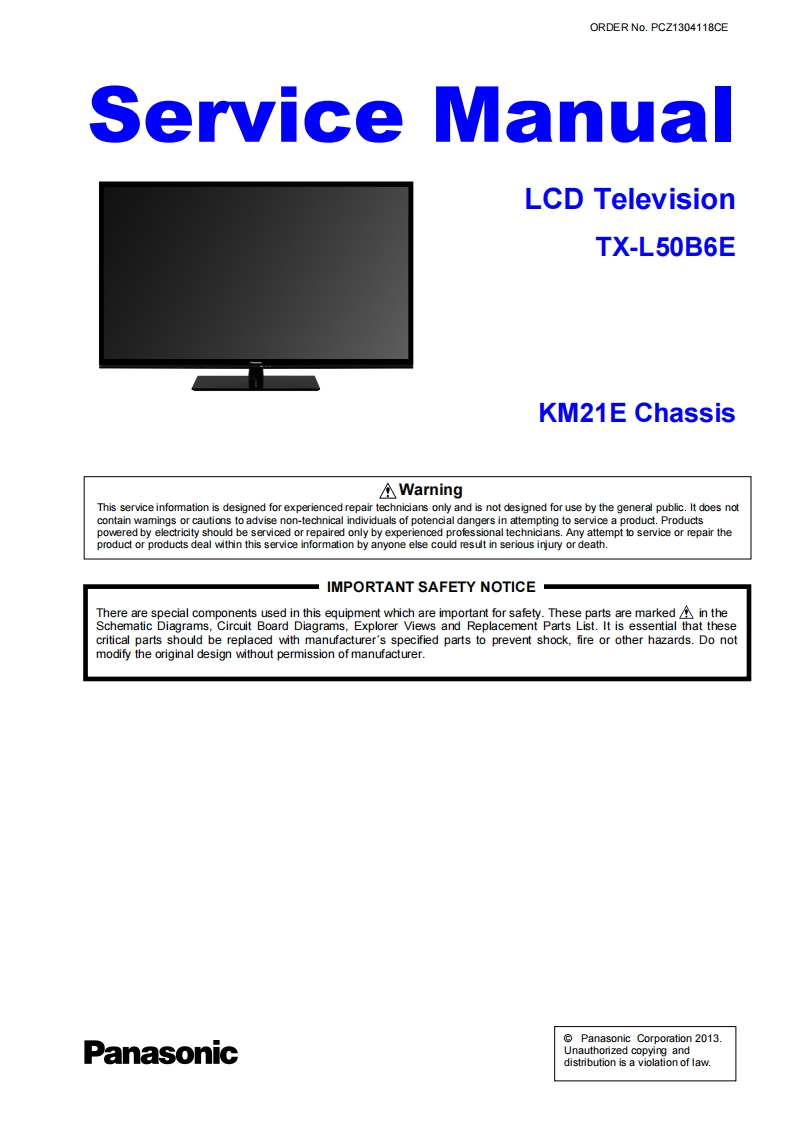 TX-L50B6E-Service-Manual维修操作说明书手册