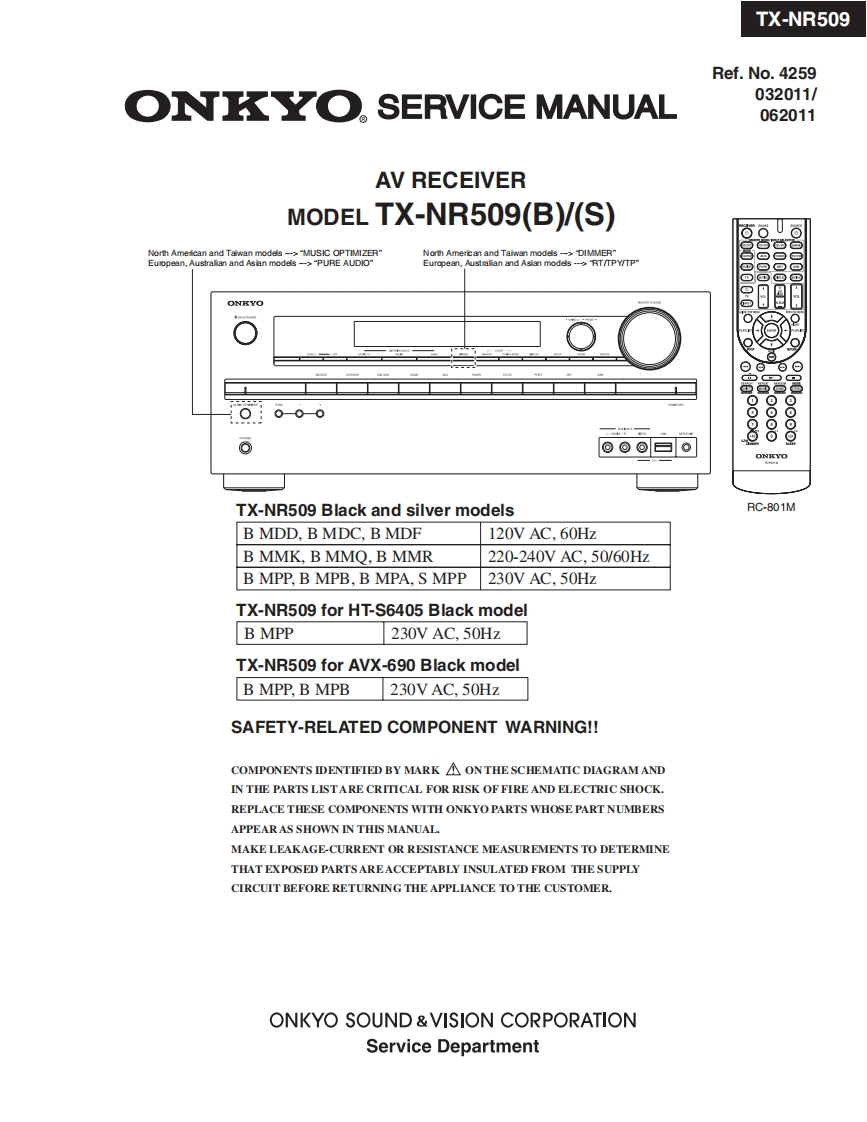 TX-NR509--Service-Manual维修操作说明书手册