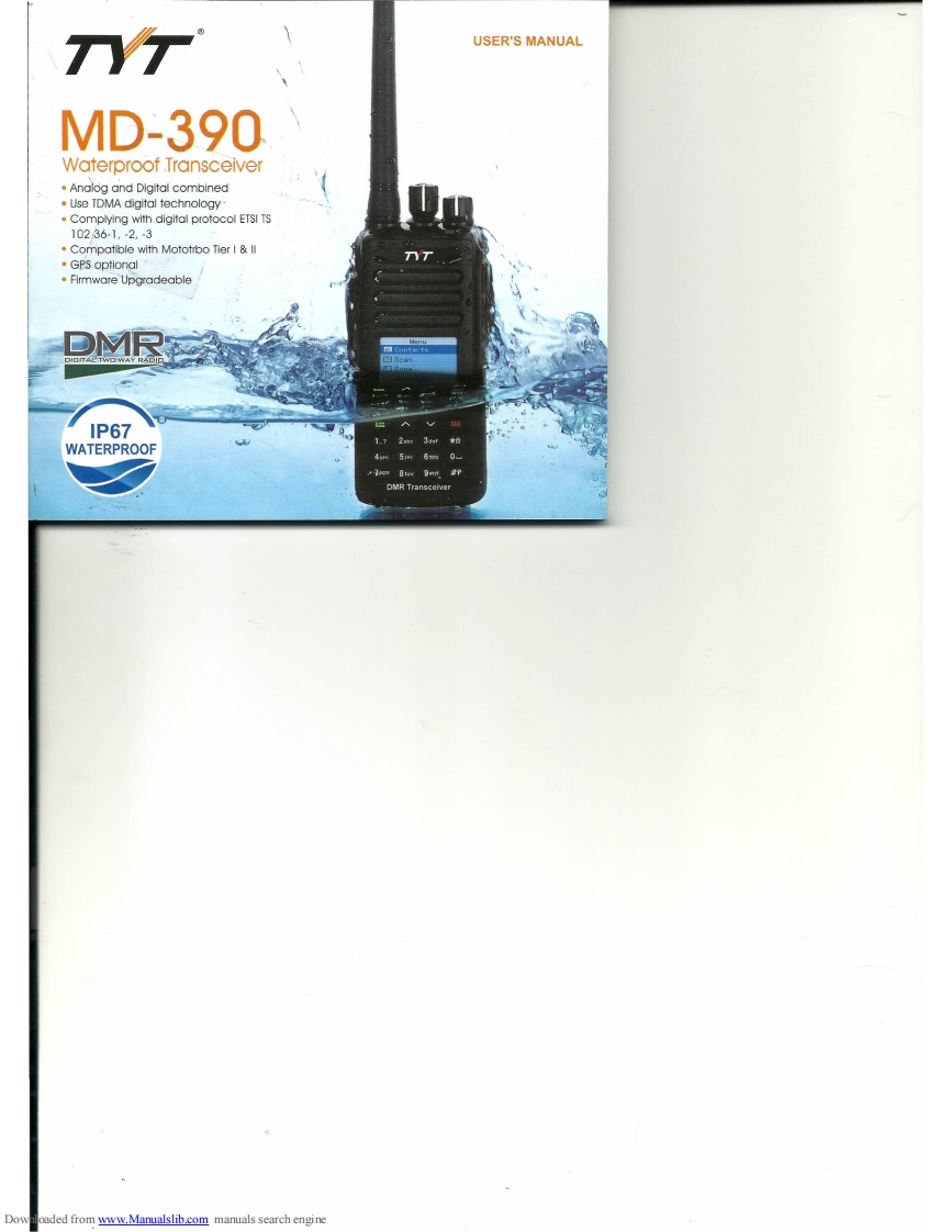 TYTMD-390用户使用操作说明书手册