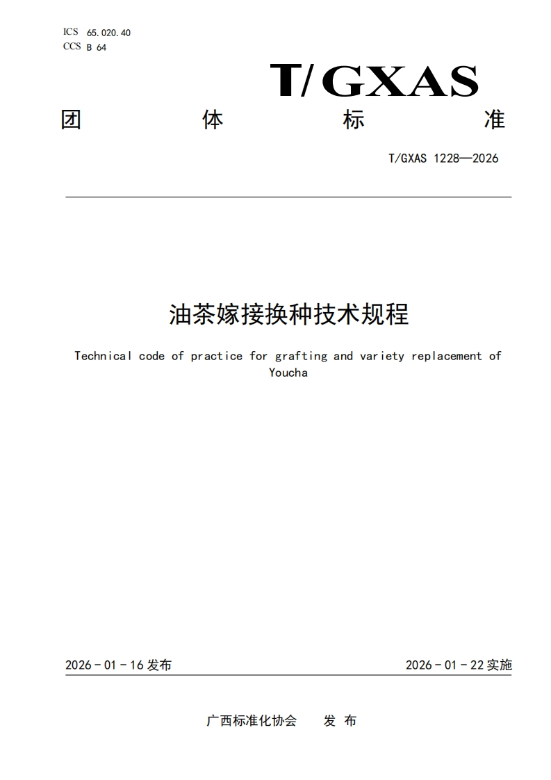 T_GXAS1228-2026油茶嫁接换种技术规程