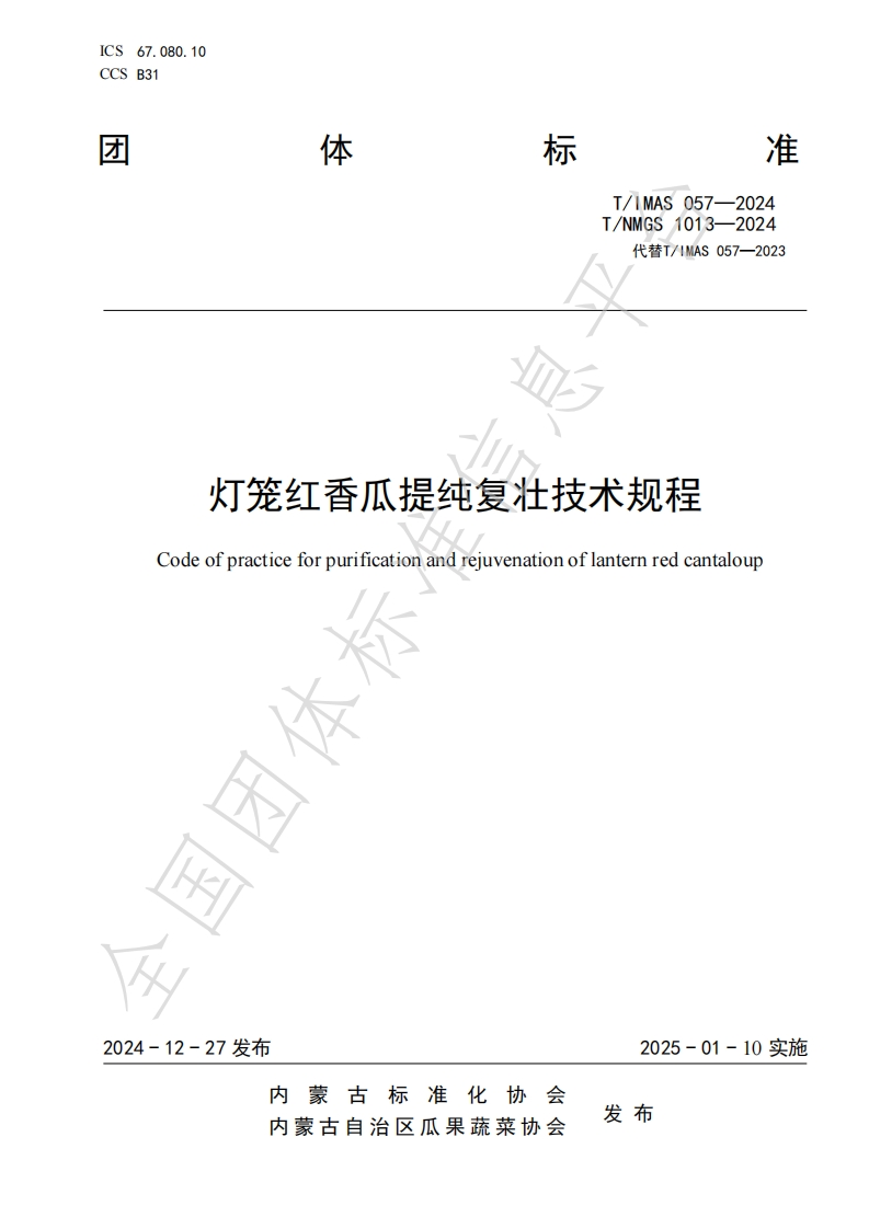 T_NMGS1013-2024灯笼红香瓜提纯复壮技术规程新质力文库 - 聚焦新质生产力发展的数字化知识库_行业洞察 / 理论成果 / 实践指南免费下载新质力文库