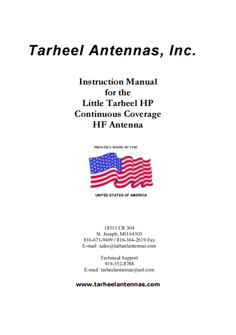 Tarheel_Antennas_LT-HP_user操作说明书手册