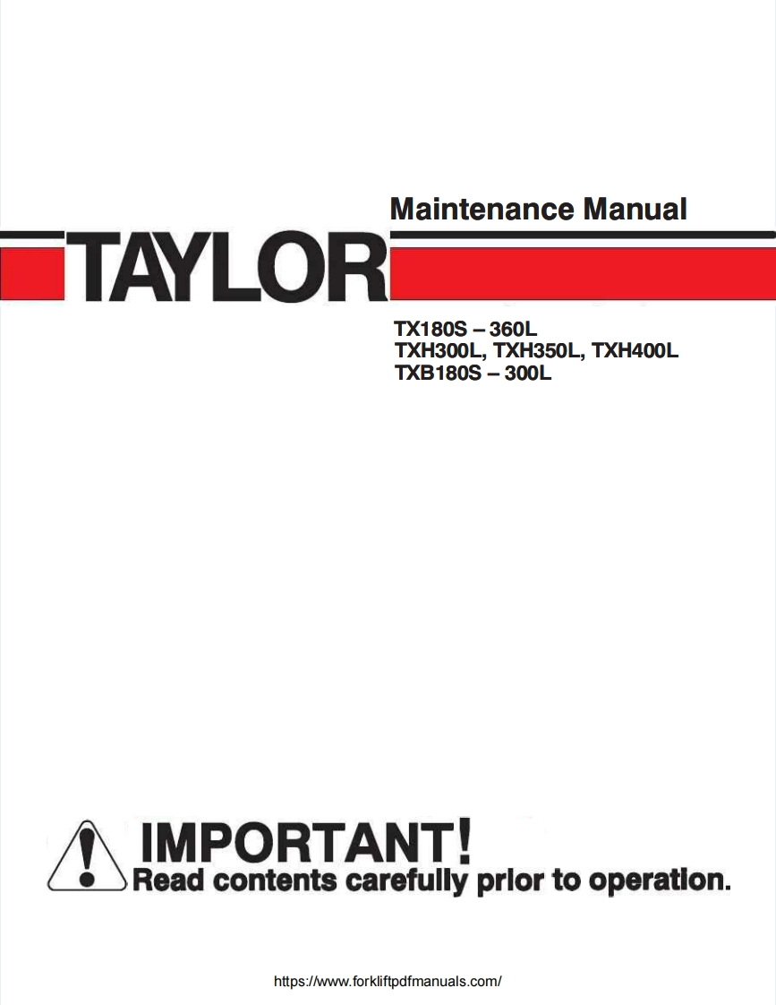 Taylor-TX-TXH-TXB-180-300-Forklift-Trucks-维修手册-PDF