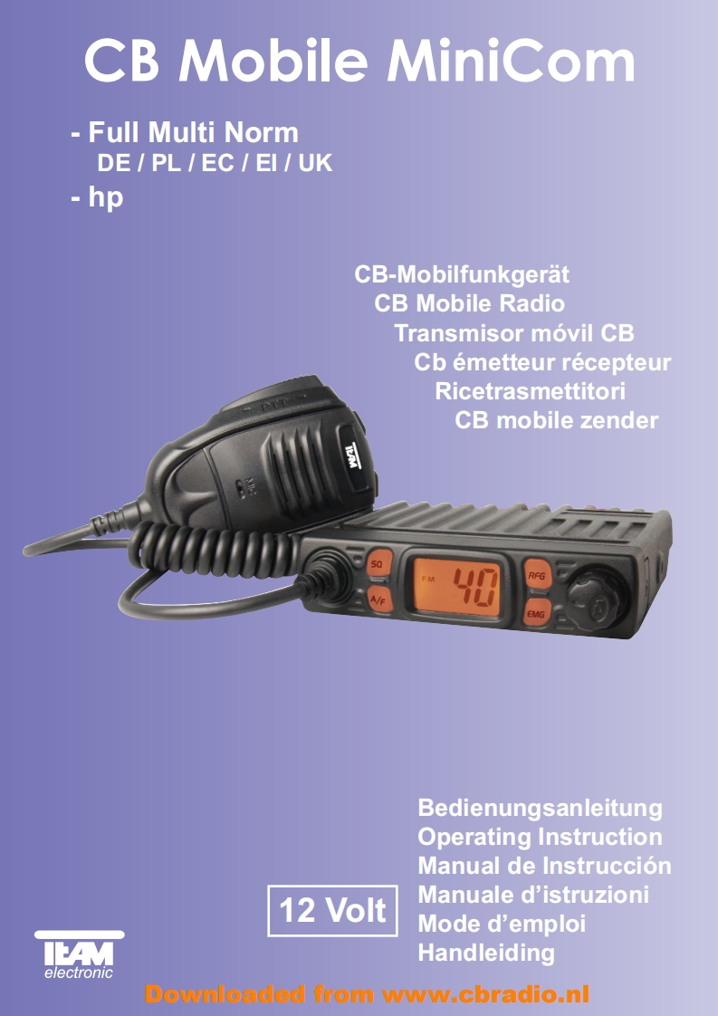 Team_MiniCom_使用说明书手册_NL_DE_FR_ESP