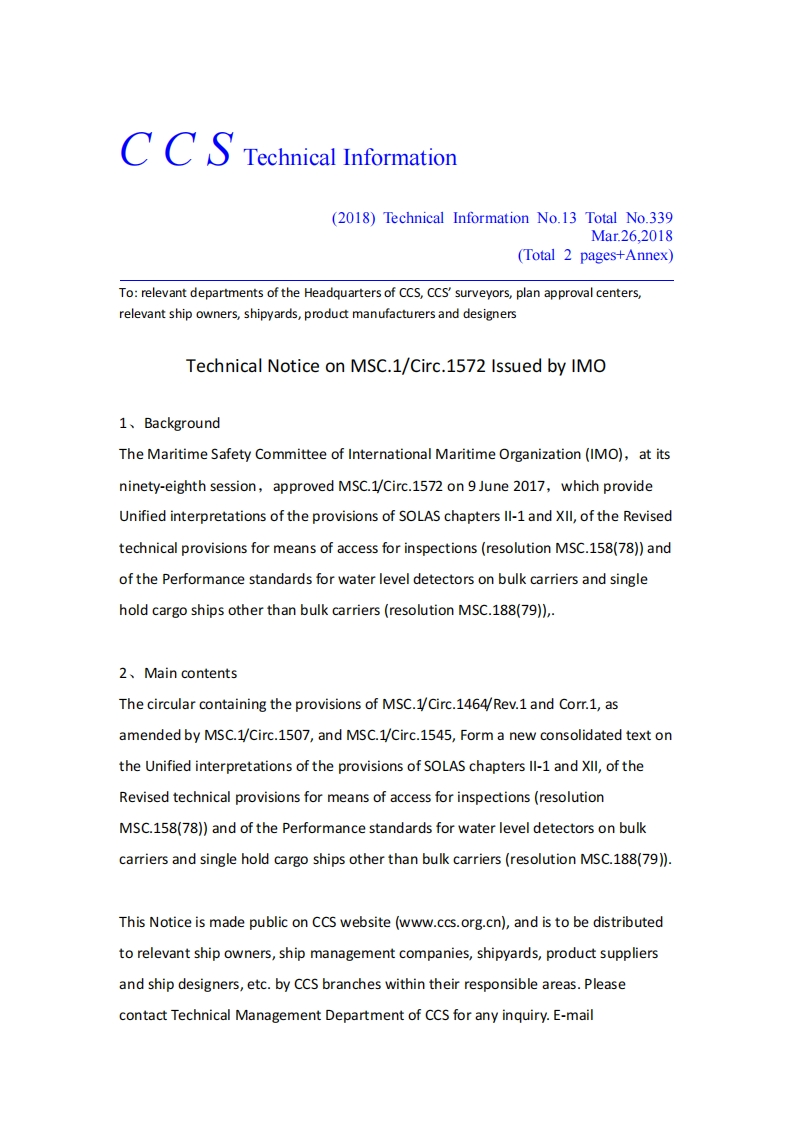 TechnicalNoticeonMSC.1-Circ.1572IssuedbyIMO