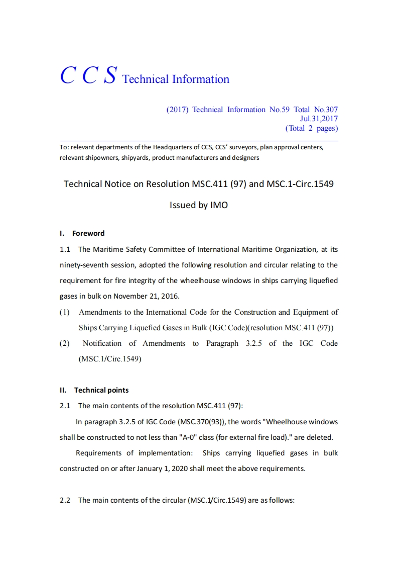 TechnicalNoticeonResolutionMSC.411(97)andMSC.1-Circ.1549IssuedbyIMO