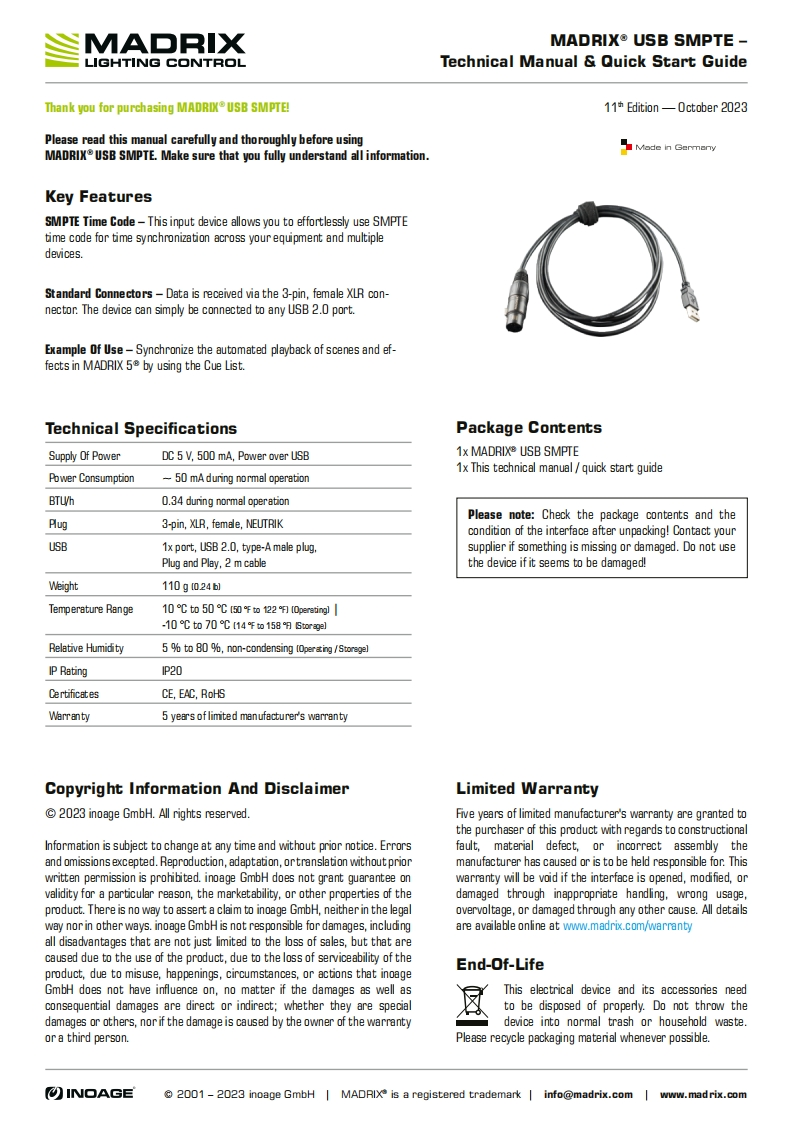 Technical_Manual_MADRIX_USB_SMPTE操作说明书手册