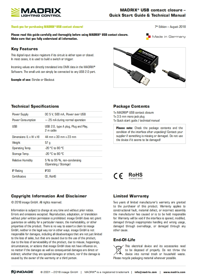 Technical_Manual_MADRIX_USB_contact_closure操作说明书手册