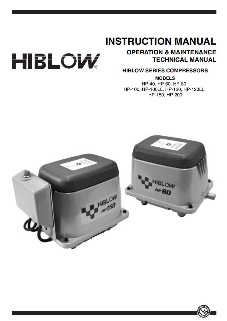 Techno-Hiblow-HP-User-Manual操作说明书手册