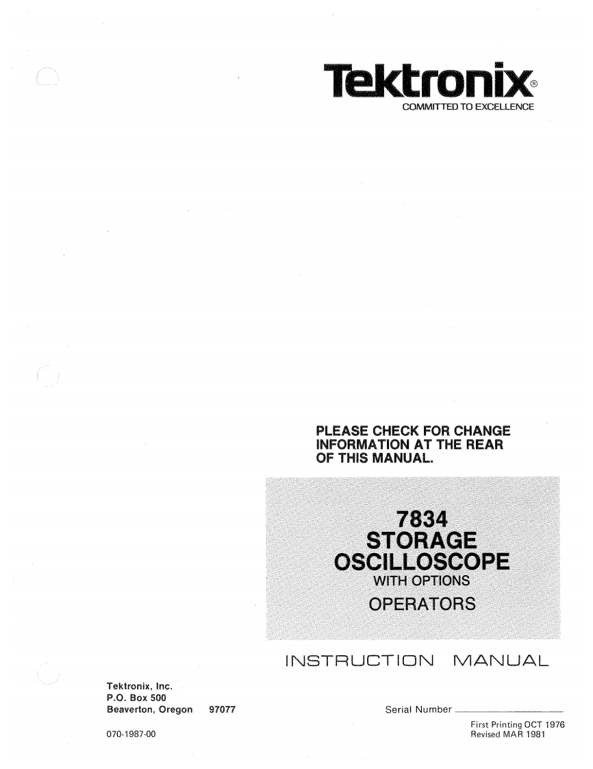 Tek_7834_400MHz_Storage_Operators操作说明书手册