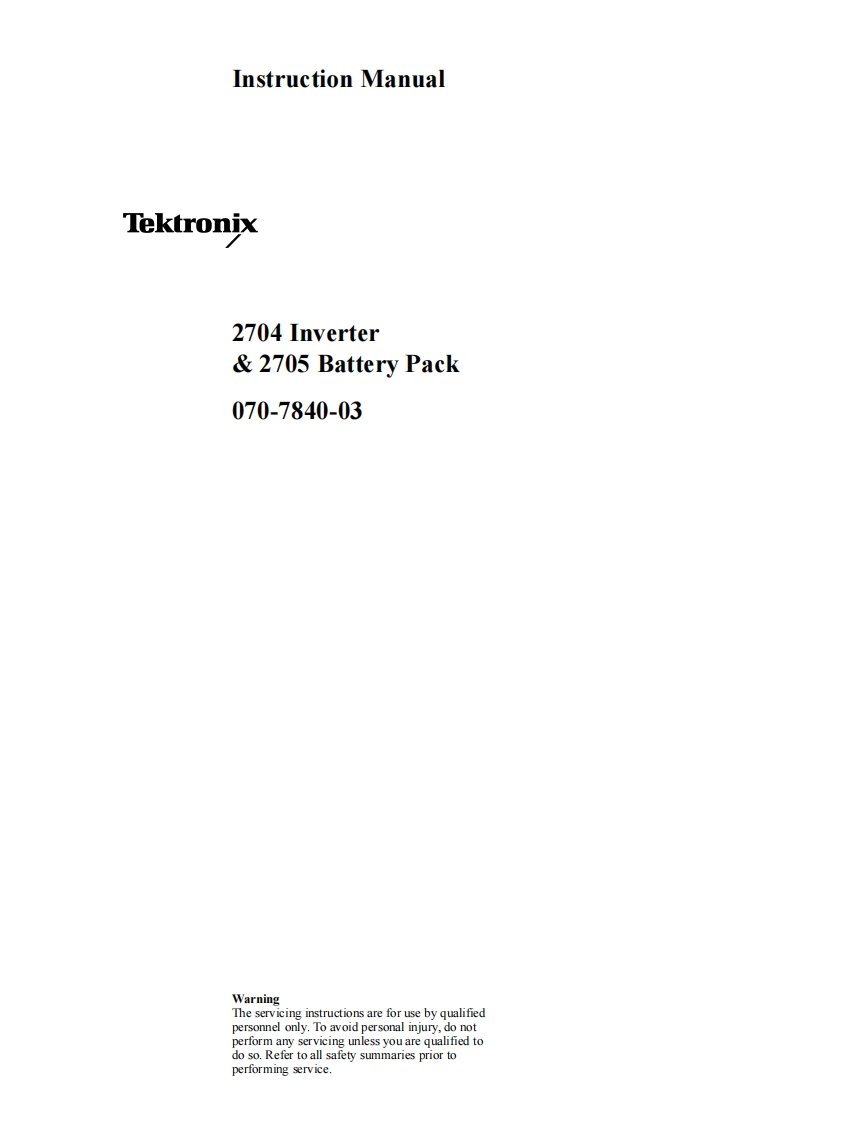 Tektronix2704Inverterand2705BatteryPack-操作说明书手册