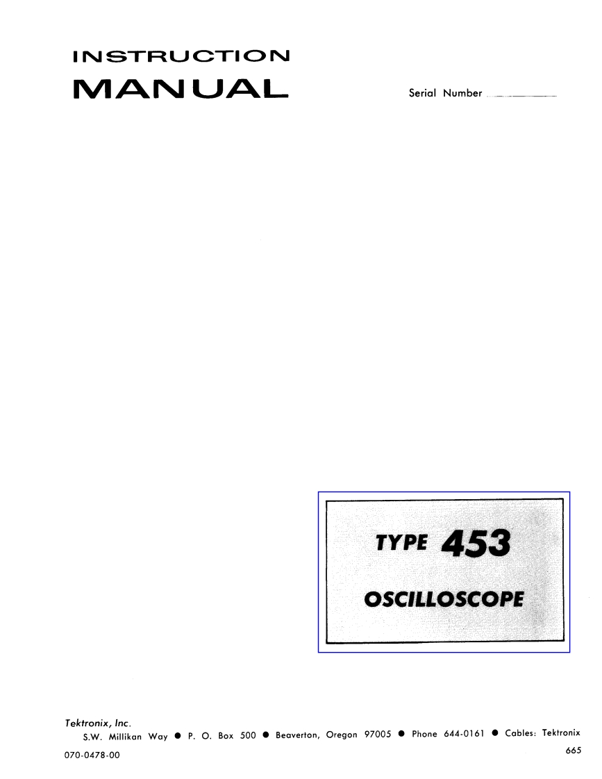 Tektronix453Instruction操作说明书手册(1965)