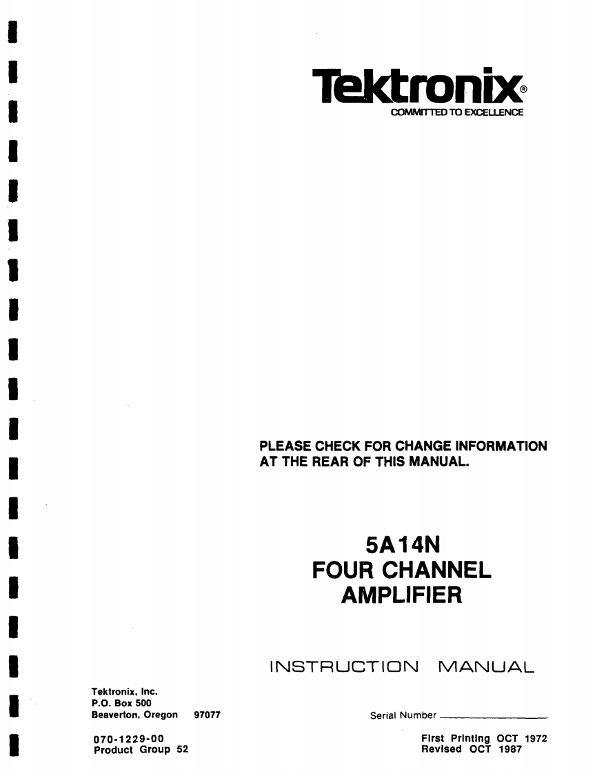 Tektronix5A14NFourChannelAmplifierInstruction操作说明书手册