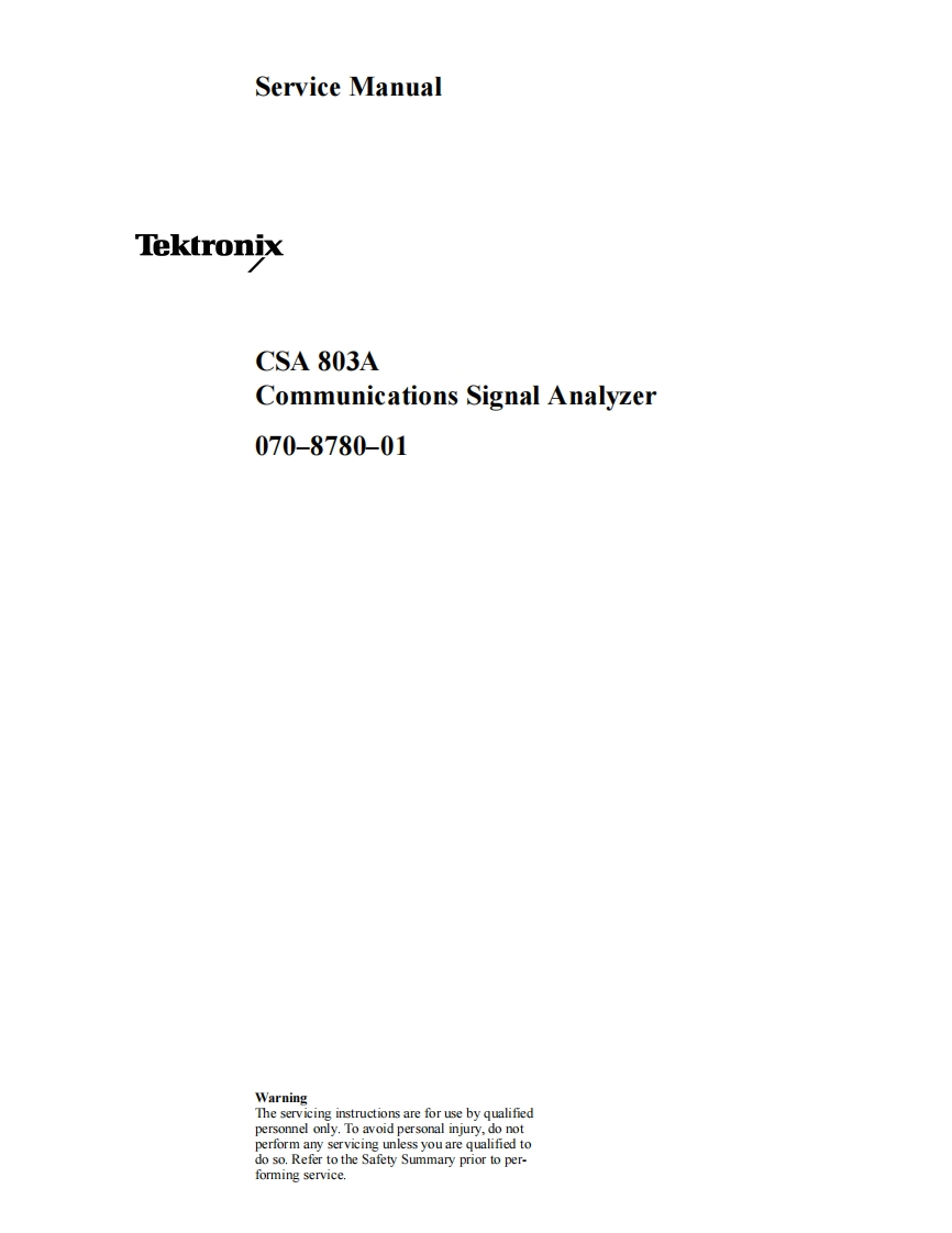 TektronixCSA803ACommunicationsSignalAnalyzer维修手册电气原理图