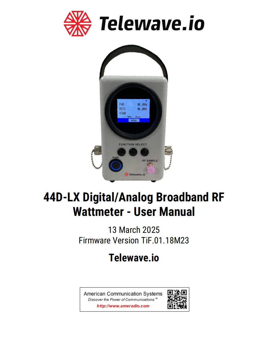 Telewave-Model-44D-LX-操作说明书手册