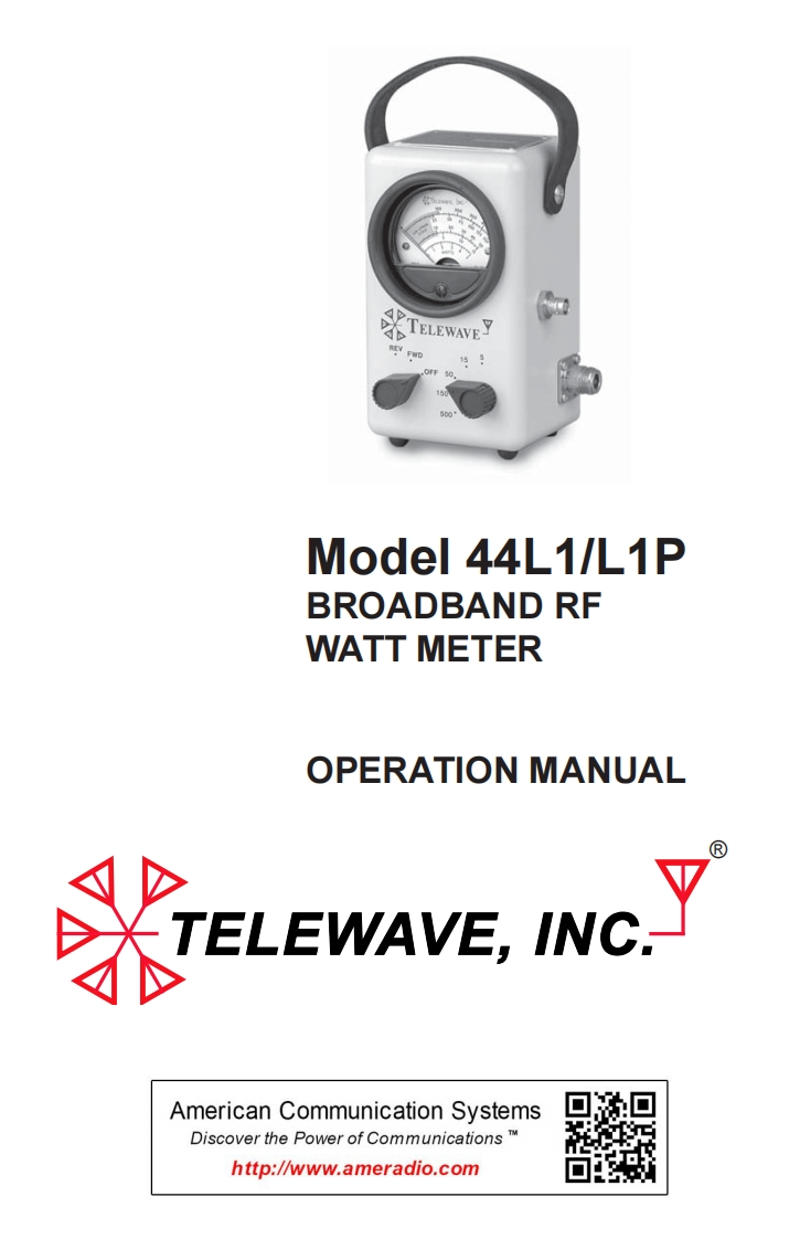 Telewave-Model-44L1-44L1P-操作说明书手册