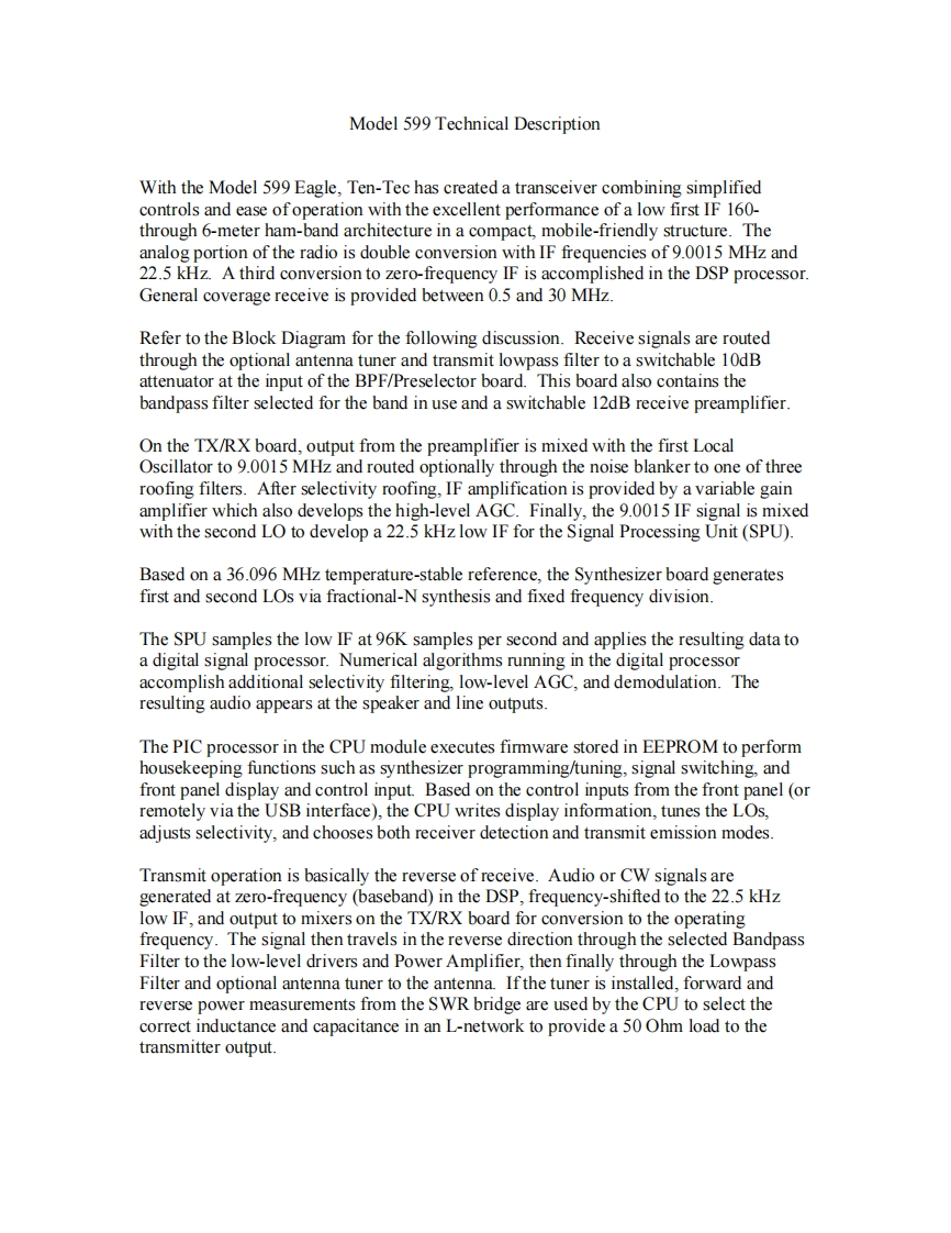 Ten-Tec_Eagle_599_参考电器原理图