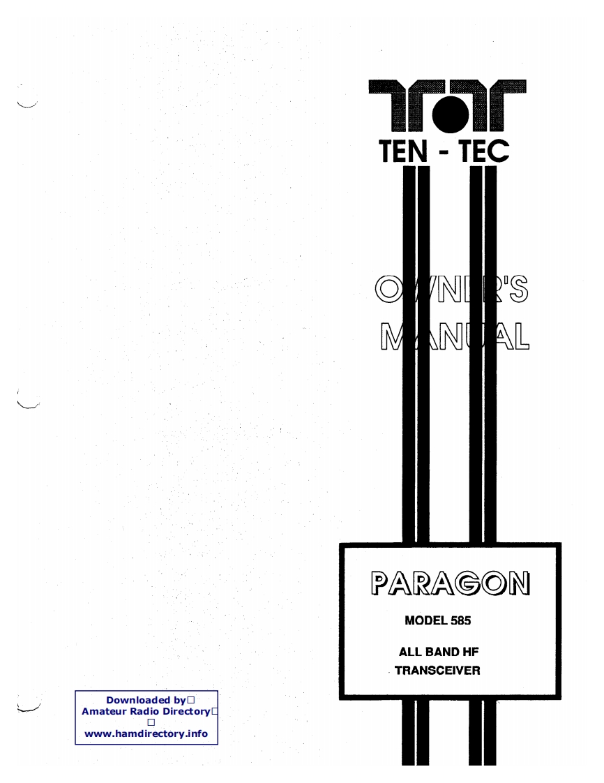 Ten-Tec_Paragon_585_使用说明书手册_other