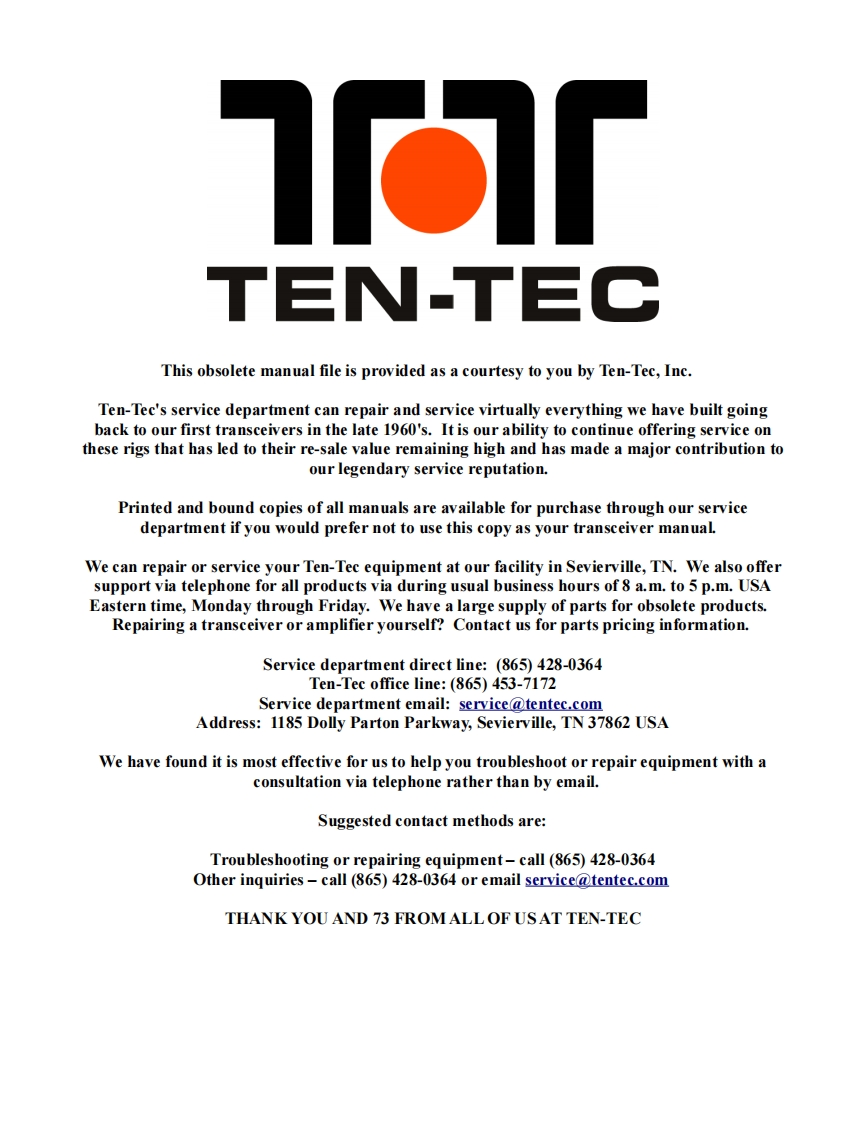 Ten-Tec_RX-321_维修维护电器原理图手册