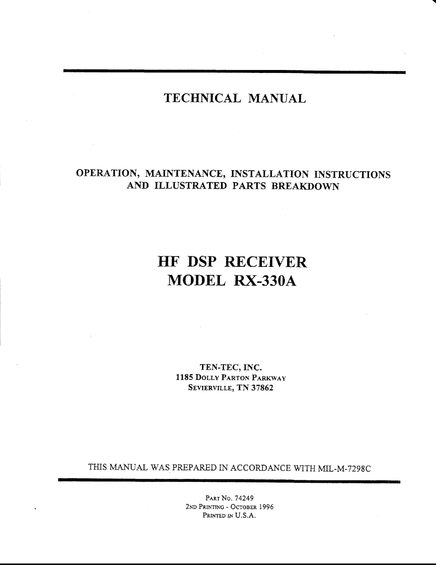 Ten-Tec_RX-330A_使用说明书手册_1996