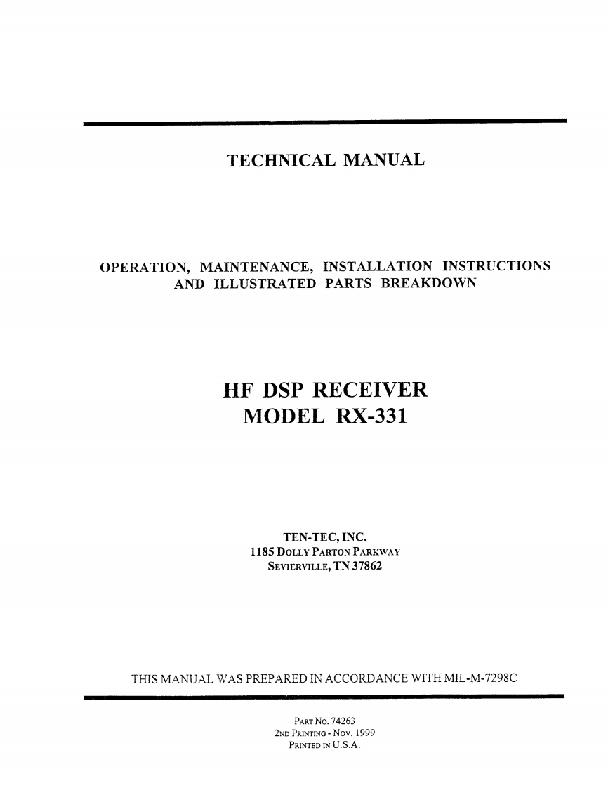 Ten-Tec_RX-331_维修维护电器原理图手册_使用说明书手册_1999