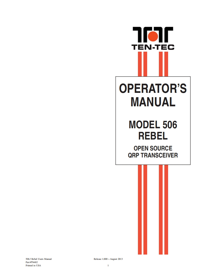 Ten-Tec_Rebel_506_使用说明书手册_2013