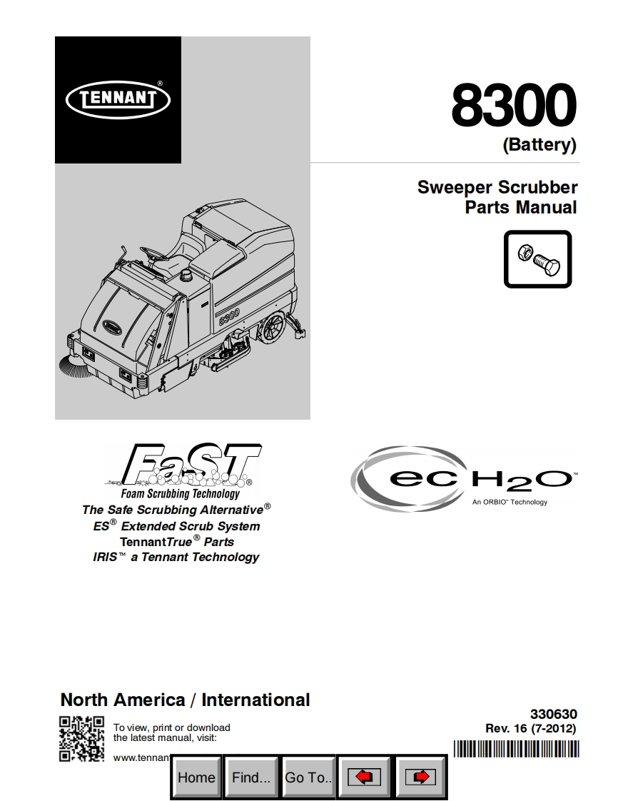 Tennant-8300-维修零部件手册