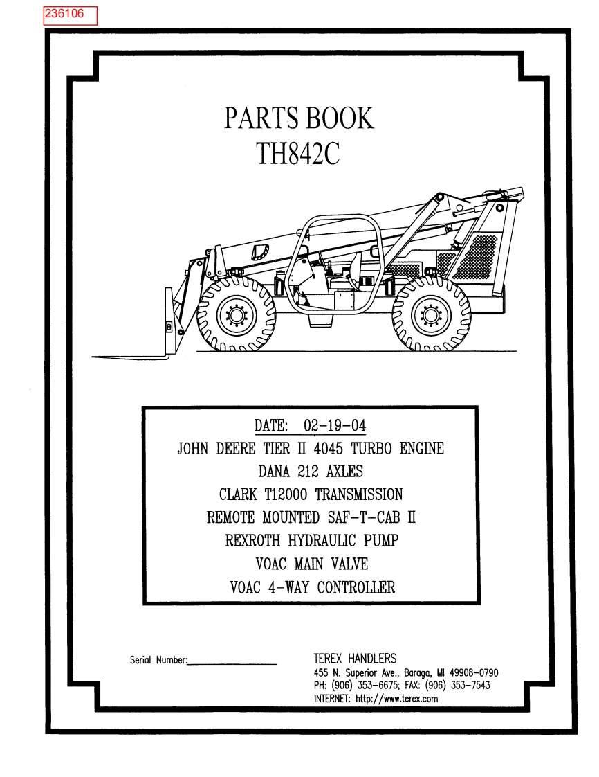 Terex-TH842C-Parts-Book零部件手册