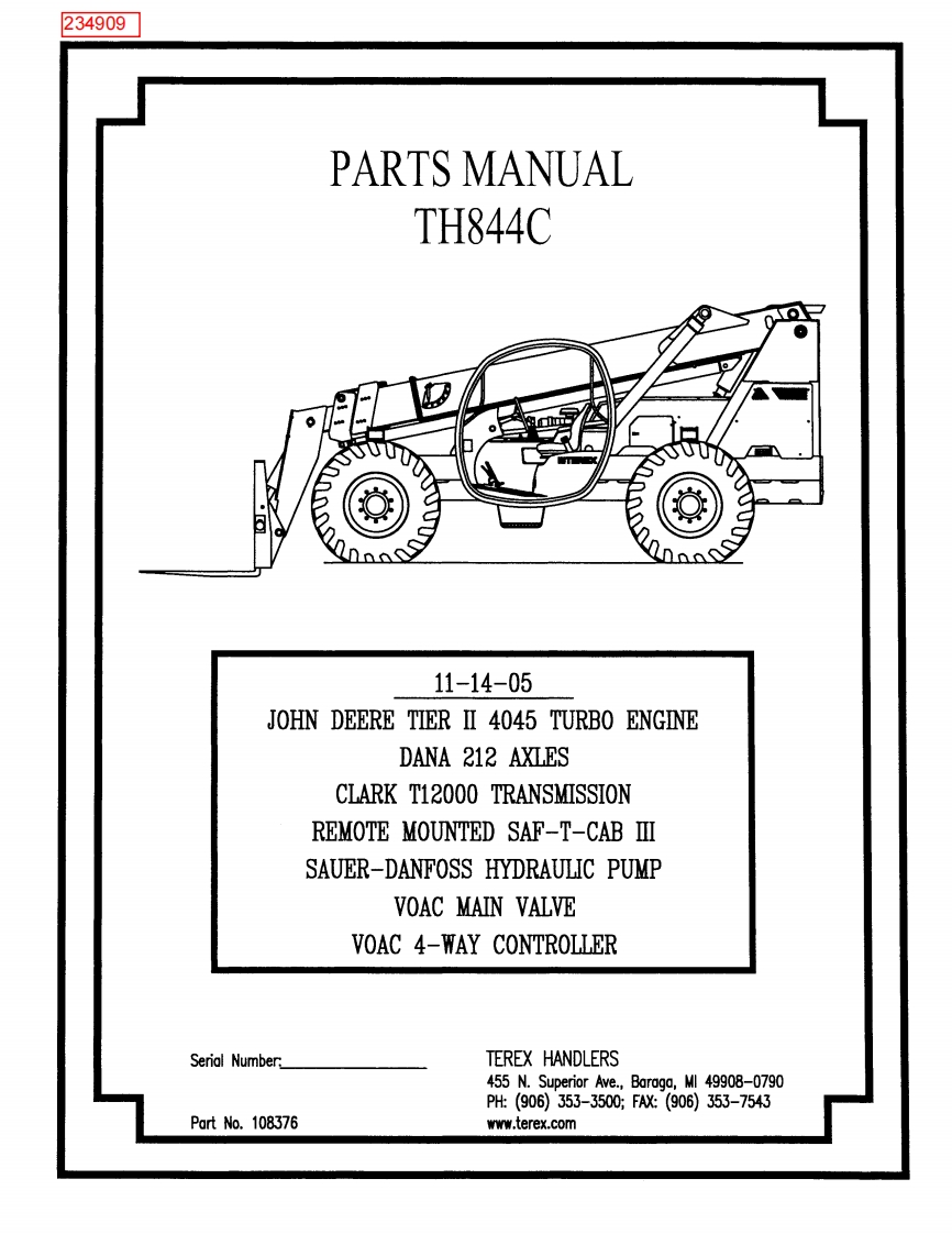 Terex-TH844C-Parts-Book零部件手册
