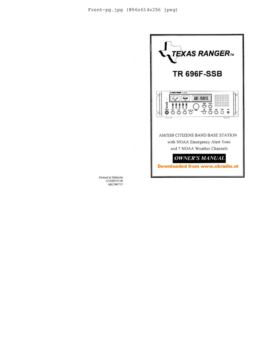 Texas_Ranger_TR696F_使用说明书手册