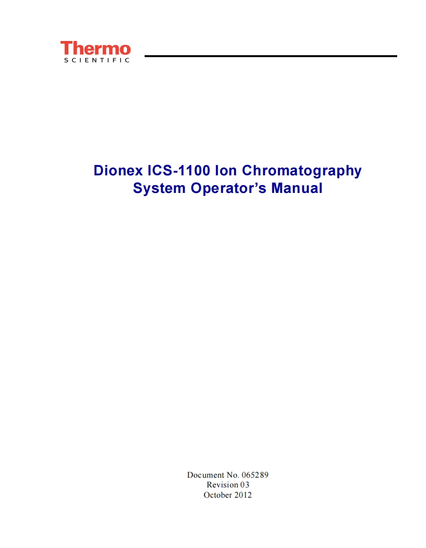 Thermo-Scientific-Dionex-ICS-1100-Ion-Chromatography-System-操作说明书手册