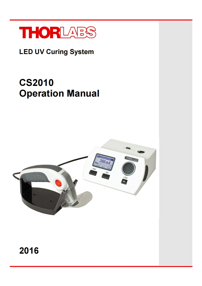 ThorlabsLEDUVcuringSystem-CS2010-操作说明书手册