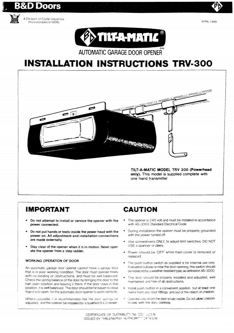 Tiltamatic-TRV300-操作说明书手册