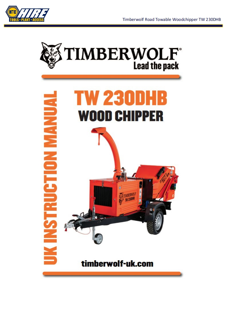 Timberwolf-Woodchipper-TW230DHB-Manual操作说明书手册-HTC