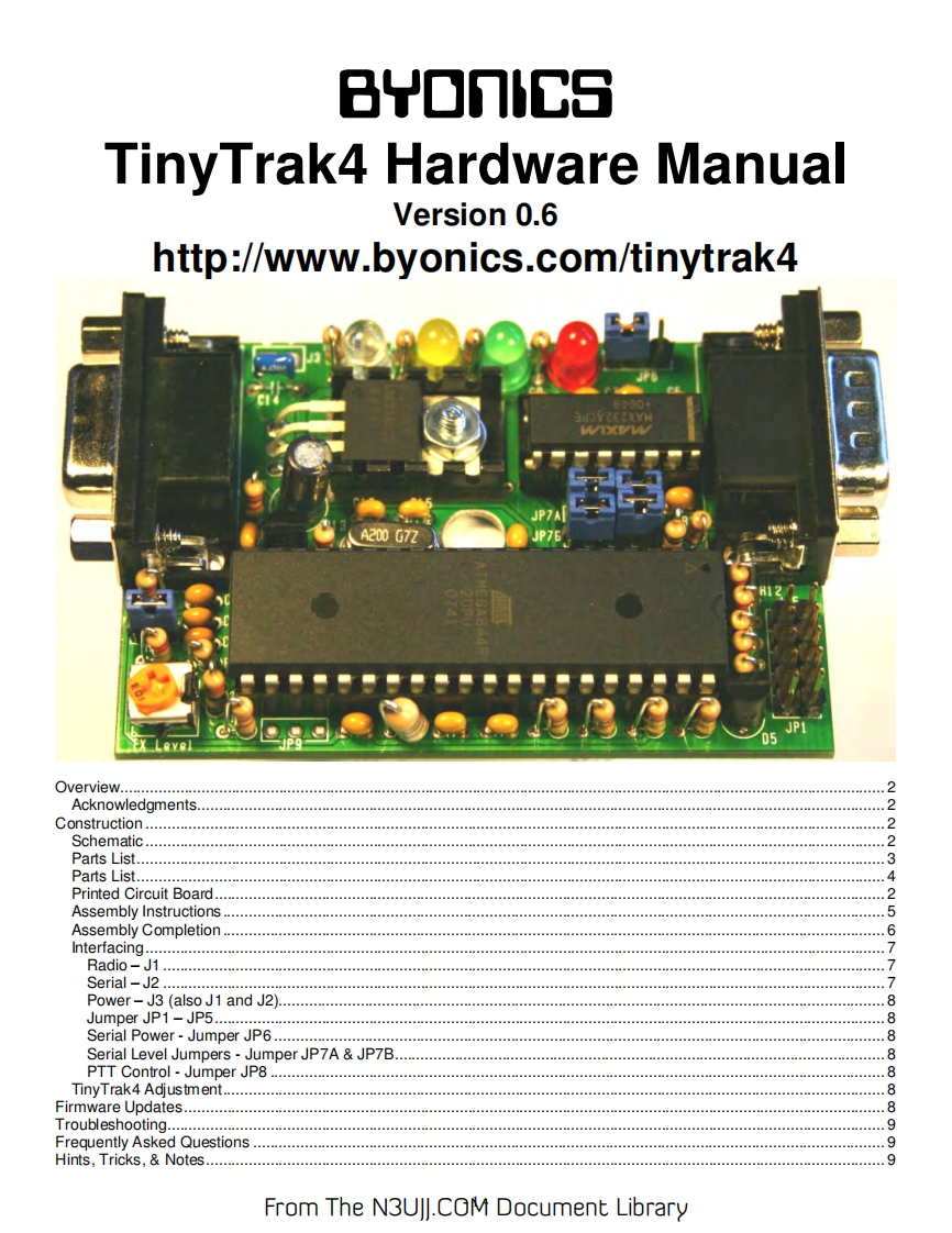 TinyTrak4Hardware操作说明书手册v0.6
