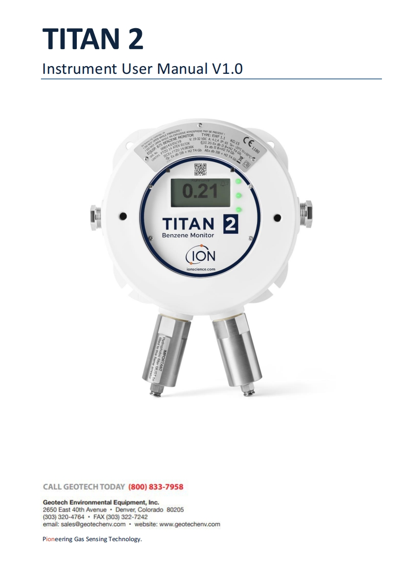 Titan_2_Benzene_Monitor_使用说明书手册