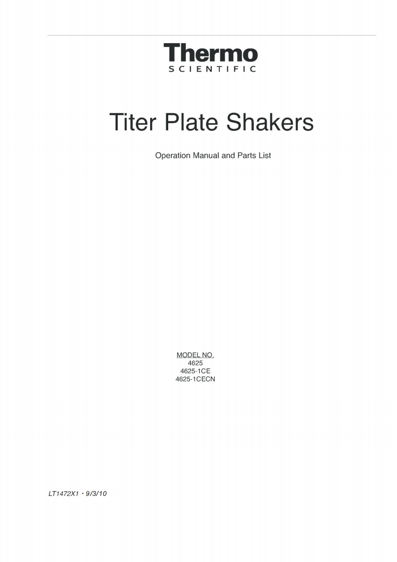 TiterPlateShakerModel4625操作说明书手册