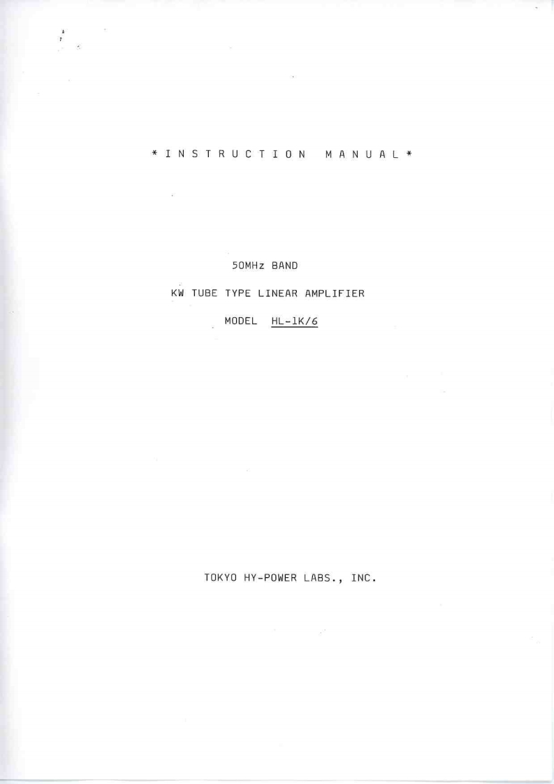 Tokyo_Hy-Power_HL-1.0K6_(Manual操作说明书手册)