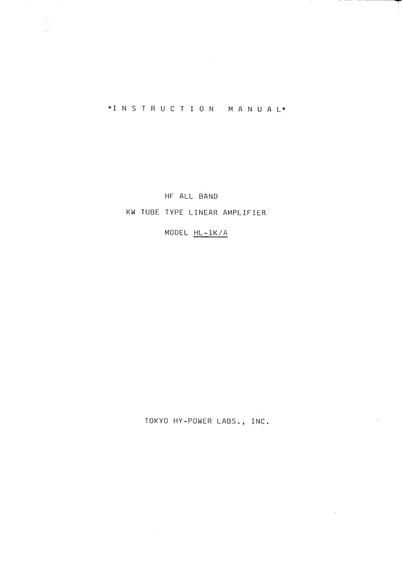 Tokyo_Hy-Power_HL-1KA_(Manual操作说明书手册)