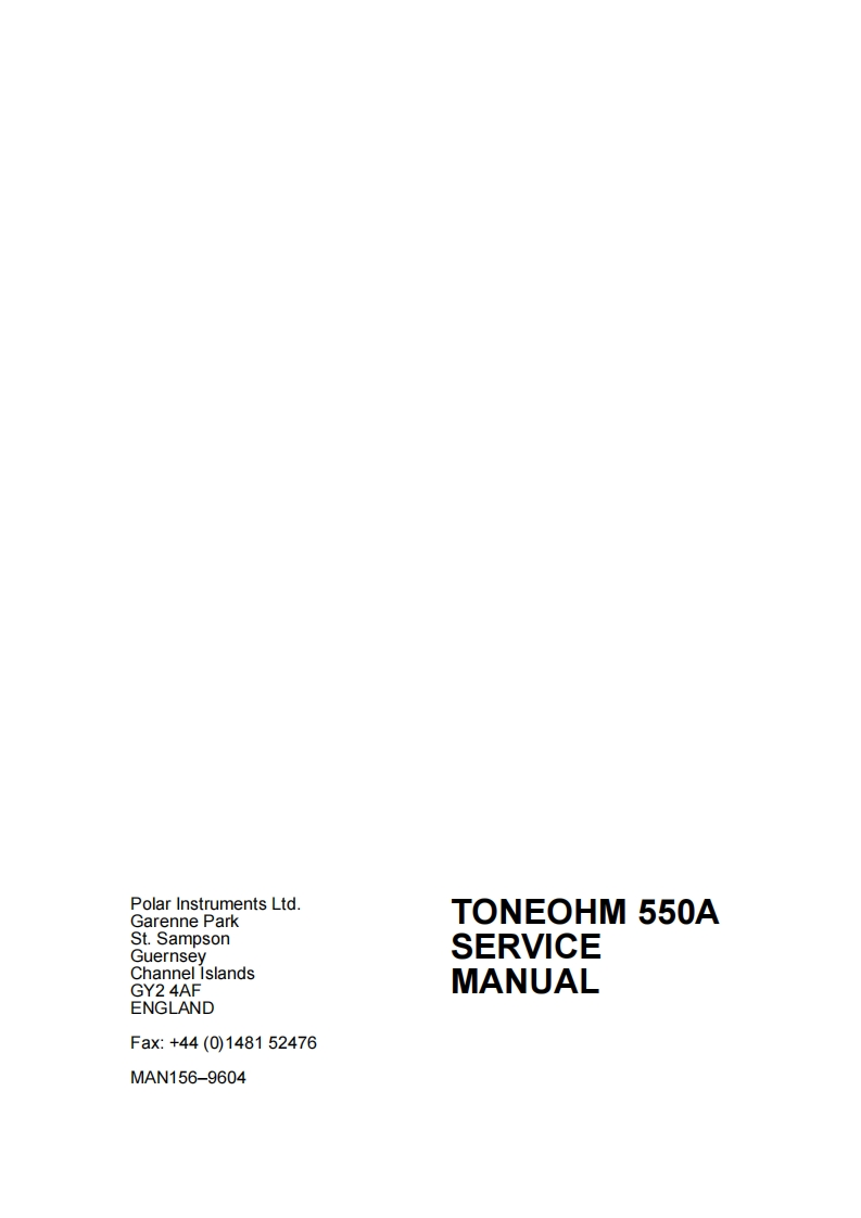 Toneohm-550A-Service-manual维修手册含电器原理图