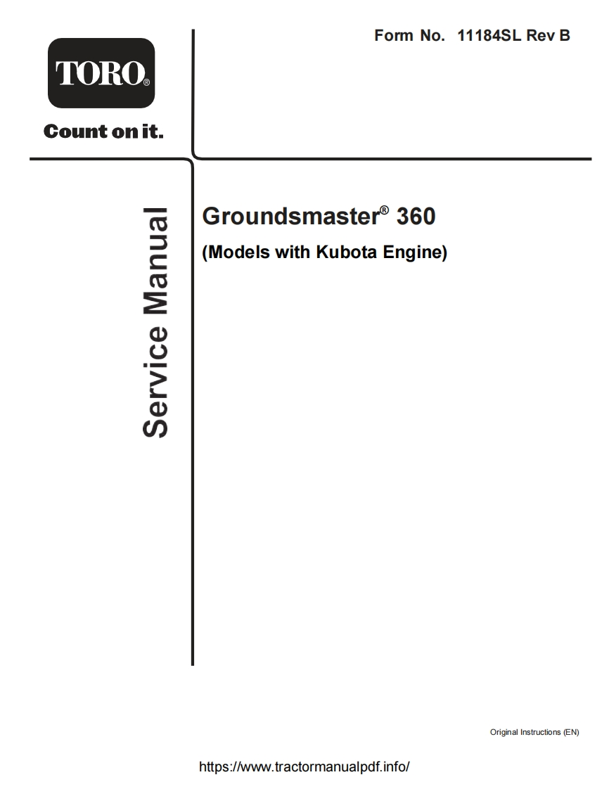 Toro-Groundsmaster-360-Kubota-Engine-Rotary-Mower-维修维护手册-PDF