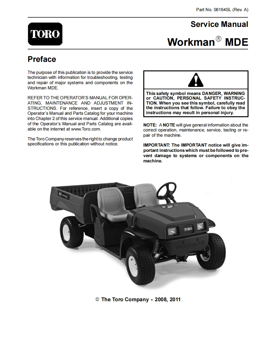Toro-Workman-MDE-Electric-Vehicle-维修维护手册-PDF
